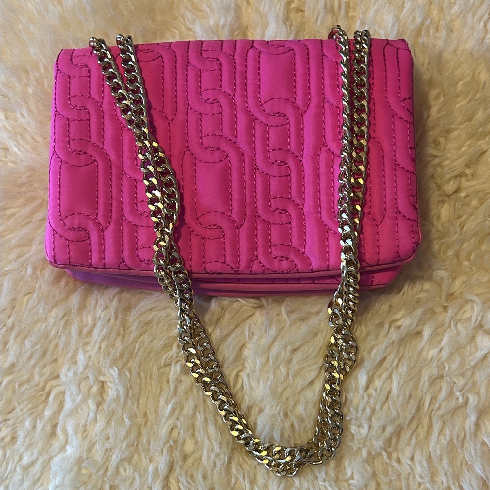 Hot Pink Quilted Chain Shoulder Bag